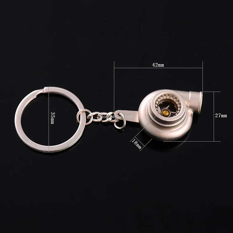 Mini Turbo Turbocharger Keychain Spinning Turbine Key Chain Ring Keyring Keyfob Car Keyring Car Interior Accessories