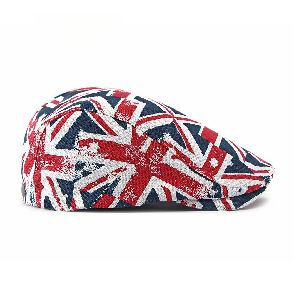 ヴィンテージ英国国旗プリントフラットキャップ ユニセックス - Newsboy Cap Ivy のレビューと価格
