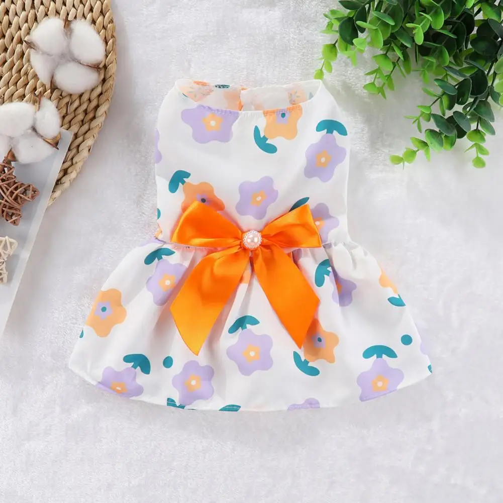 Cute Pet Dress with Easy Closure Elegant Pet Princess Dresses for Dogs Soft Chihuahua Clothes with Bowknot Cute for Wedding