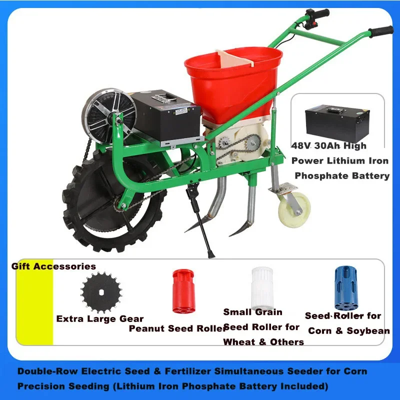 Hand Push Seeding Fertilizing Machine Grain Vegetable Seed Sowing Apparatus Farm Multi Function Planting Fertilizer Spreader