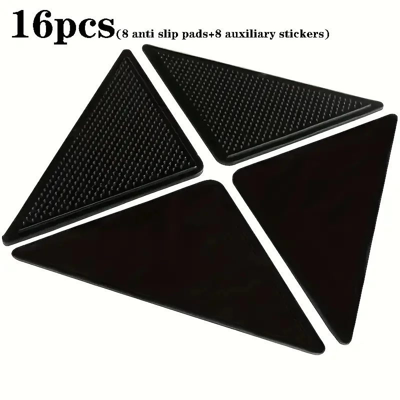 16 قطعة من شريط السجاد غير القابل للانزلاق وقابل لإعادة الاستخدام وقابل للغسل - لاصق على الوجهين، يتضمن 8 مقابض + 8 أدوات مساعدة