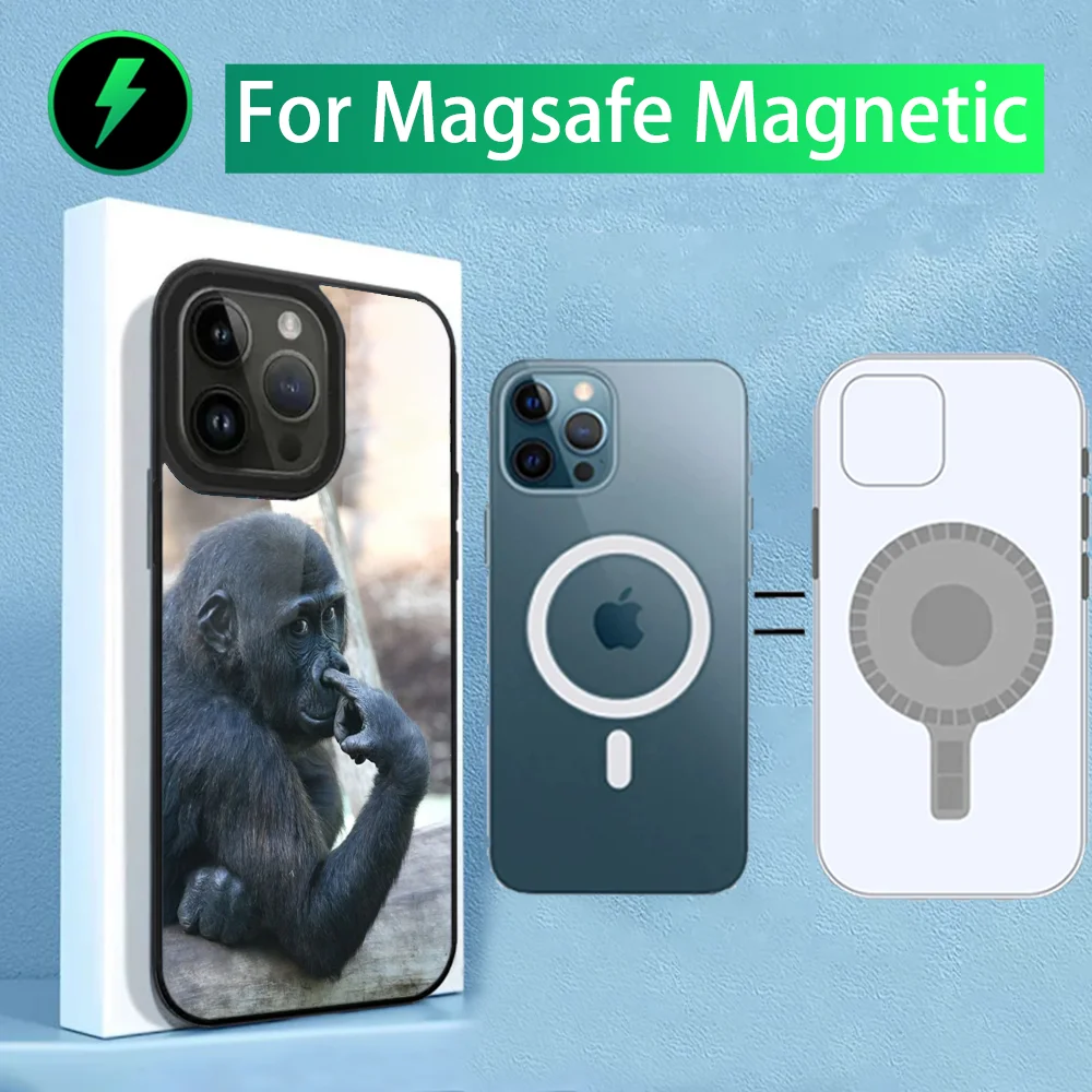 Cute Monkey Sipping Caprisun Meme Phone Case For iPhone 15,14,13,12,11,Plus,Pro,Max Mini Magsafe Magnetic Wireless Charging