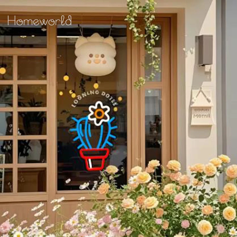 サボテン LED ネオンサイン植物ルーム観葉植物の装飾ネオン美的装飾寝室フラワーショップ誕生日パーティーの装飾