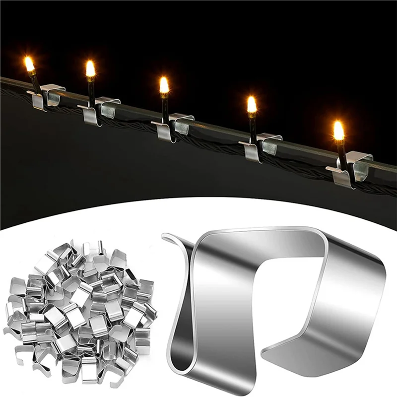

N04R 100PC Christmas Lights Gutter Hooks Galvanized Holiday Lights Roof Hooks Christmas Light Clips B