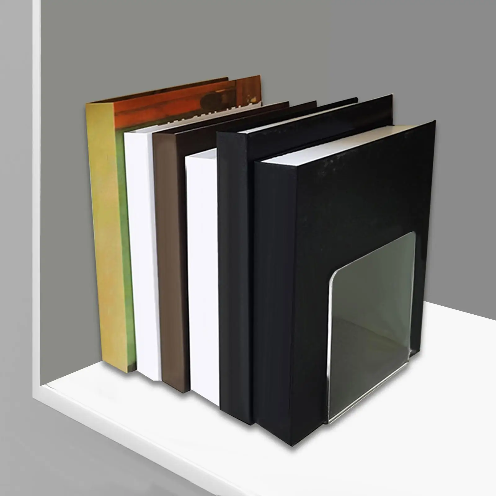 Acrylic Book Ends Bookshelf Decor Non Skid Stable Clear Bookends for Home Office CD/recipes/magazines 5.12x3.94x3.94inch