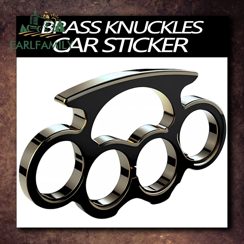 EARLFAMILY 13cm x 6.5cm Brass Knuckles V1 Sticker Decal JDM FCK ILL Vinyl Truck Vehicle Body Accessories Waterproof Car Stickers