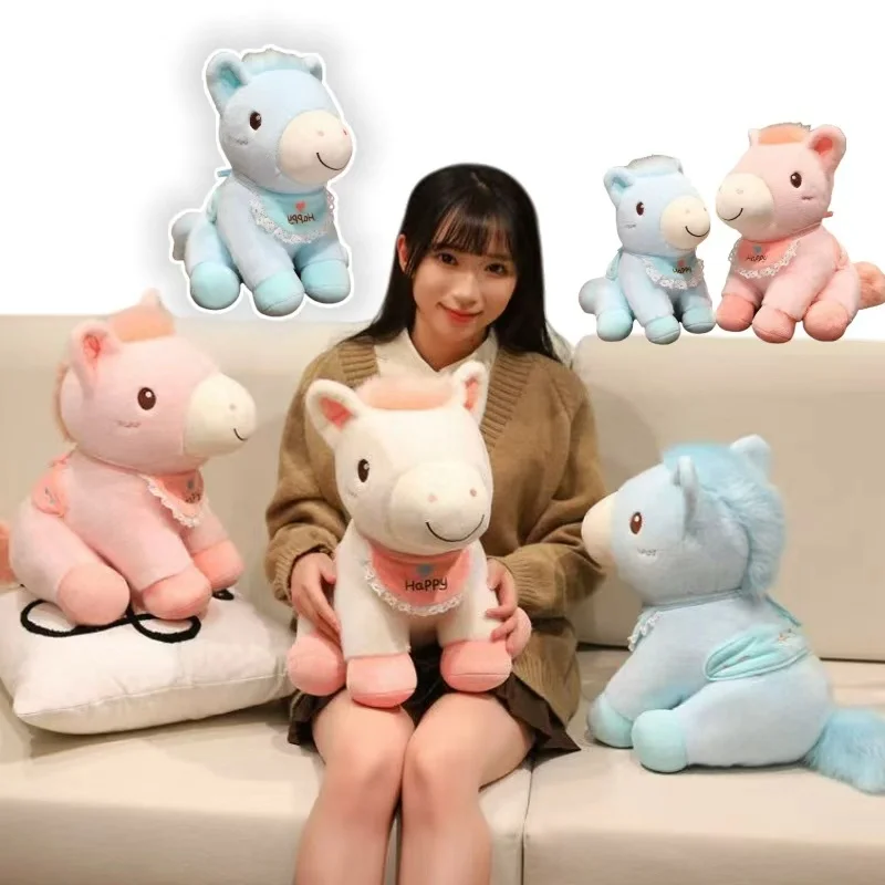 الكرتون الموقف الحيوانات يرتدي وشاح الخيول ألعاب من القطيفة لطيف مكتب وسادة لينة الطفل النوم الراحة دمية يعرض للأطفال