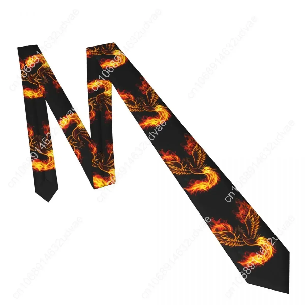 Classic Tie for Men Silk Mens Neckties for Wedding Party Business Adult Neck Tie Casual Fire Burning Phoenix Bird Tie