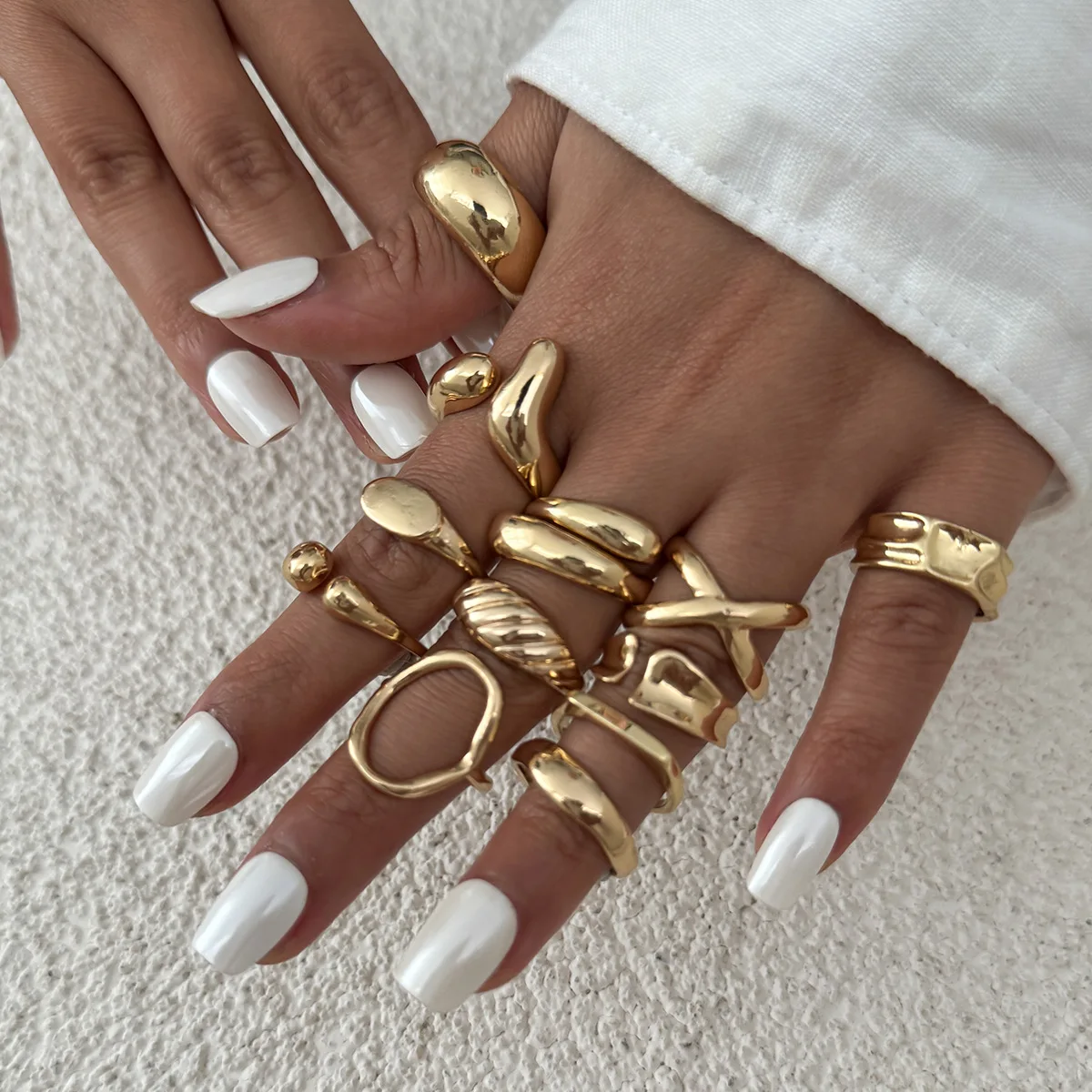 Irregular Smooth Knuckle Ring Minimalist Thread Open Circle Band Unique Ins Style Chunky Metal Finger Jewelry for Women