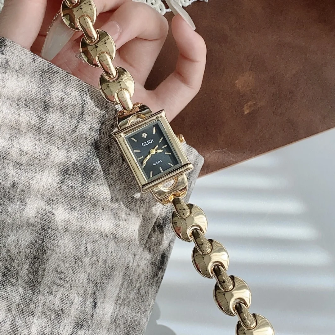 ساعات يد مربعة عصرية للسيدات بسيطة وأنيقة ساعة نسائية صغيرة سوار ذهبي ساعات كوارتز بنات montre فامLadin