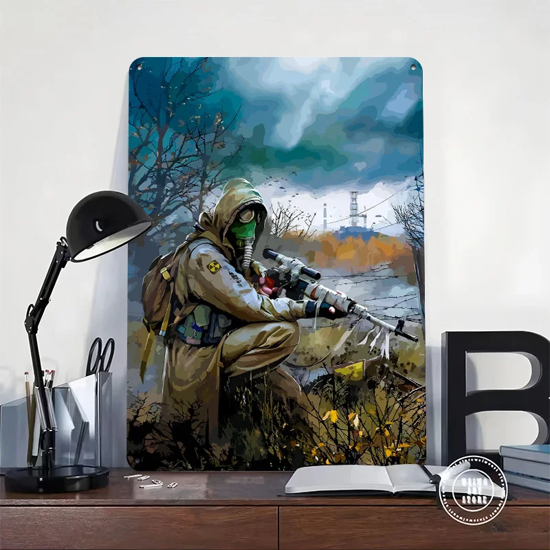 Stalker Game Personalized 3D Textured Metal Poster Wall Art Vintage Tin Signs for Home Decoration Room Accessories Decor Luxury