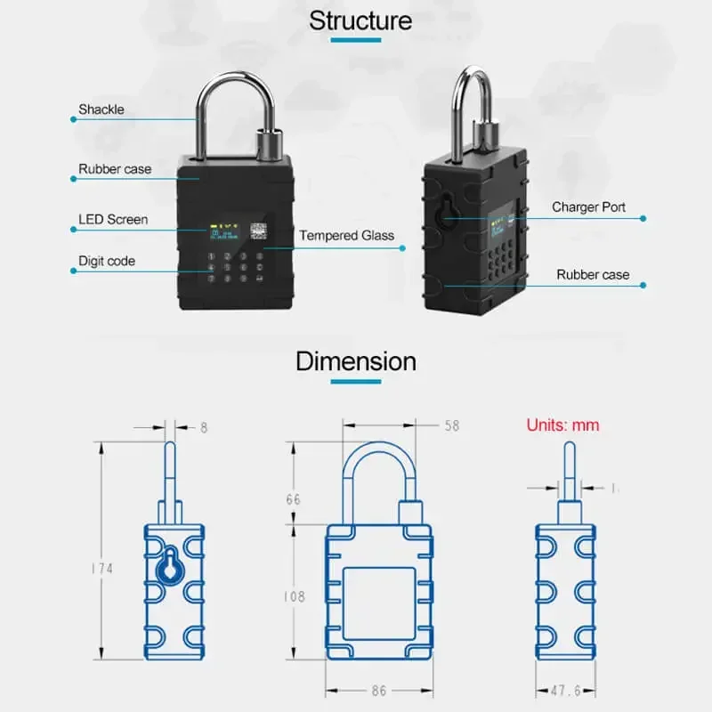 2025G300N GPS Smart Lock Container Truck BEDOU BDS Tracker RFID BLE NFC SMS Cadeado