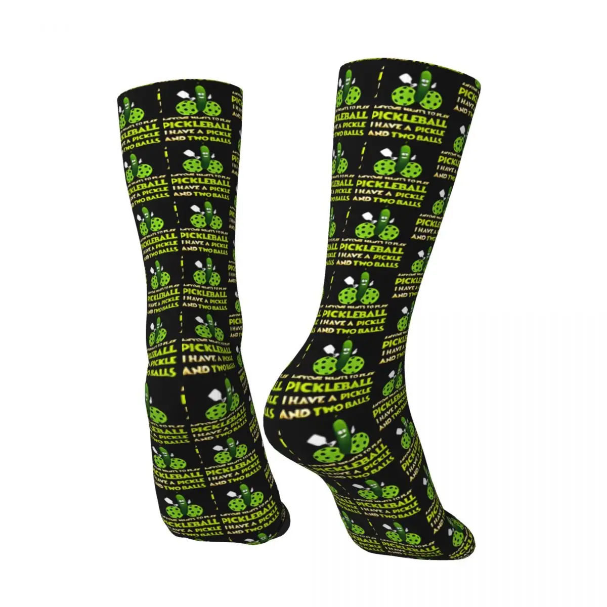 I Have A Pickle And Two Balls Pickleball Gift Men's Socks Retro Harajuku Street Style Novelty Pattern Crew Sock