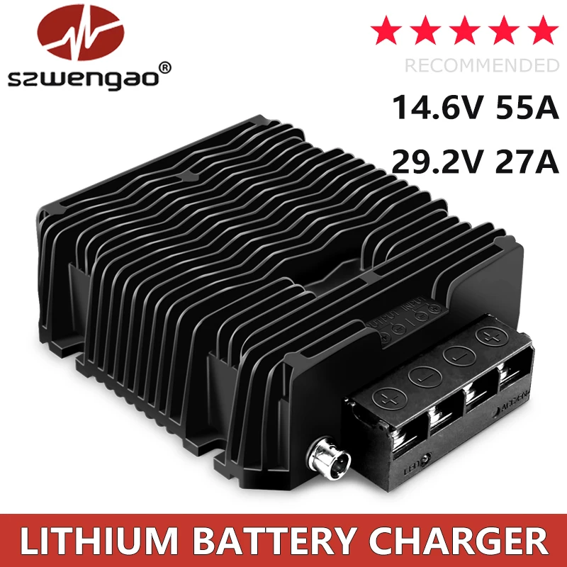 800W DC 10-44V to 14.6V 18.2V 29.2V Lifepo4 Lithium Waterproof Battery Chargers with RS485 Configurable Parameters for Marine