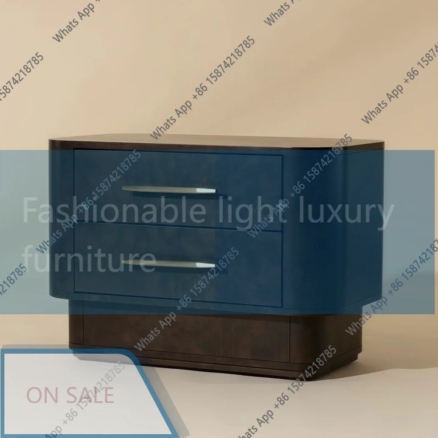 k-Mn Italian Minimalist Bedside Table Solid Wood Bedroom Bedside Modern Minimalist Style Light Luxury Locker Tree Tumor Pattern