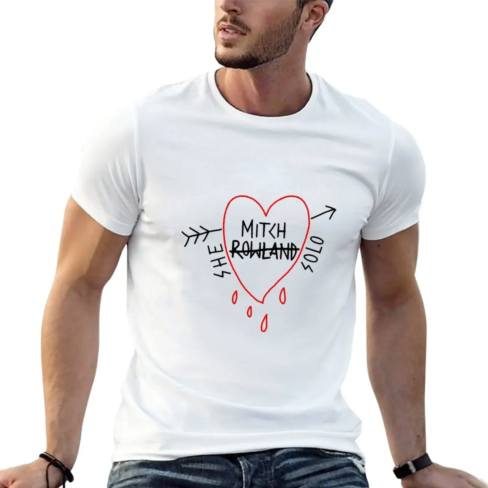 New Mitch Rowland She Solo Bleeding Heart T-Shirt heavyweight t shirts quick-drying t-shirt black t-shirts for men