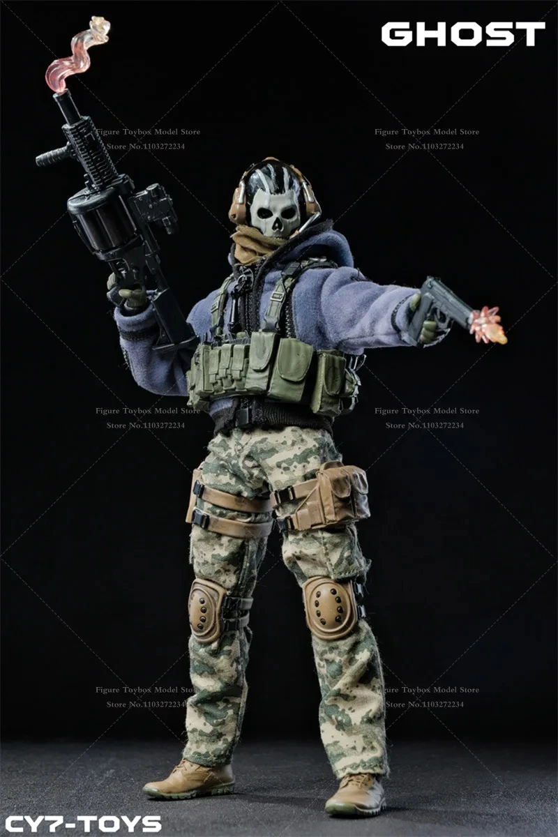 CY7-TOYS 1/12 Da Collezione Fantasma Panno Militare Action Figure Statico Pistola Fucile Ornamento 6 "Set Completo Uomo Soldato Modello Regalo
