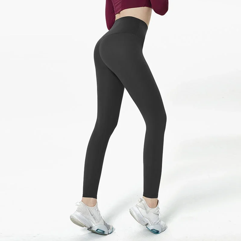 Women's outdoor fitness tummy-lifting leggings, stretch nude yoga pants image 2