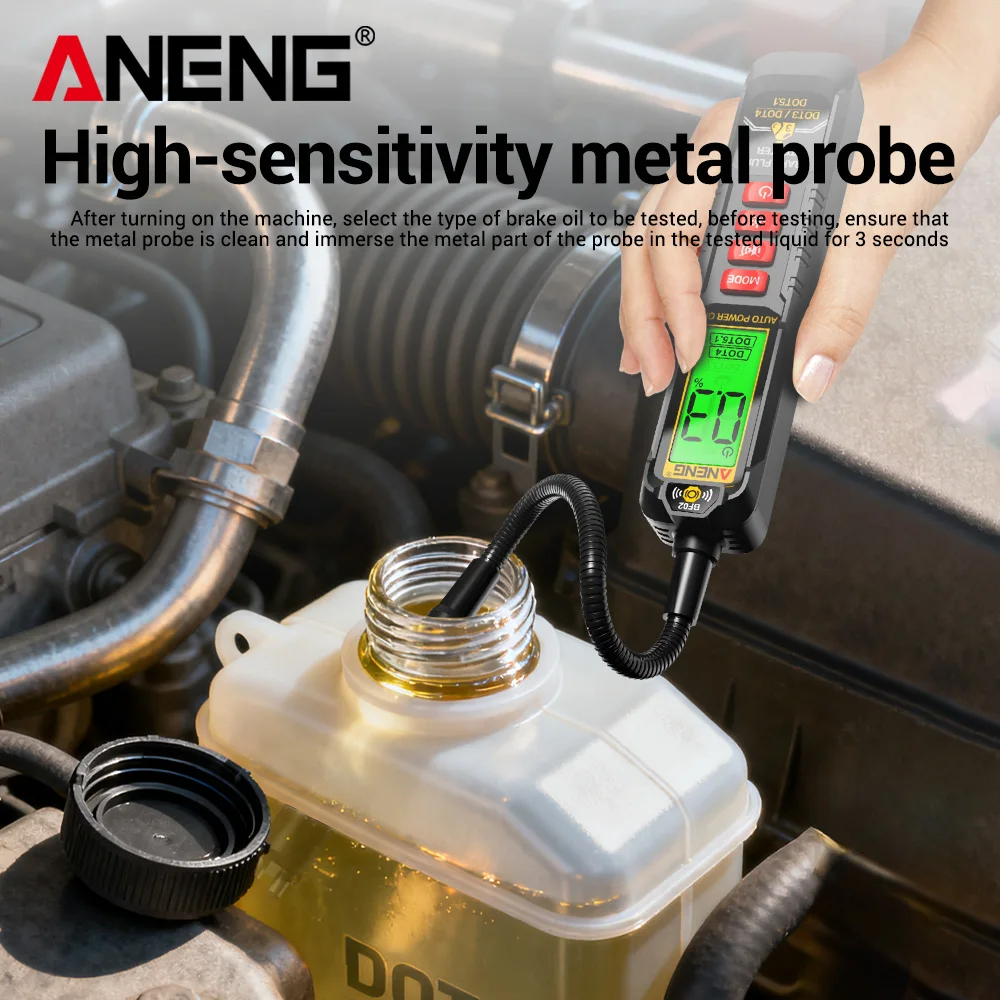 Brake Fluid Rechargeable Tester ANENG BF02 Digital Universal Audible And Visual Alarm Automotive Oil Quality Brake Liquid Tools