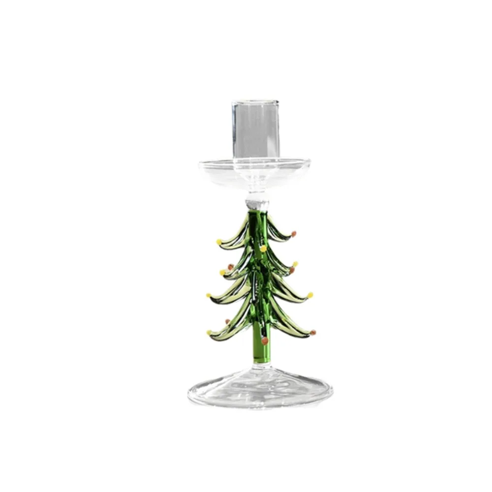 Nordic Style Christmas Trees Candlestick Glass Prevent Dripping Candle Stand Large Pallet Tall Foot Dinning Table Centerpiece