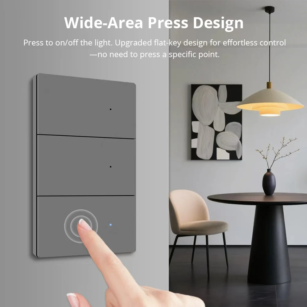 Matter WiFi Smart Wall Light Switch 1 2 3 4 Gangs with Aluminum Alloy Panel Work with HA Homekit Smartthings Google Home App