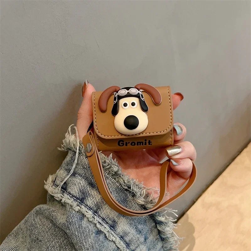 Cute Anime 3D Pilot Dog Cartoon Soft Leather Earphone Case For Airpods 3 Pro With Hand Strap Protective Cover For Airpods 1 2