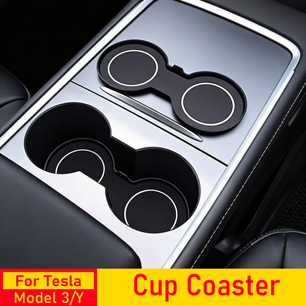 Suporte de copo de água para tesla modelo y juniper lançamento modelo 3 highland copo coaster almofada slot centro console organizador acessórios