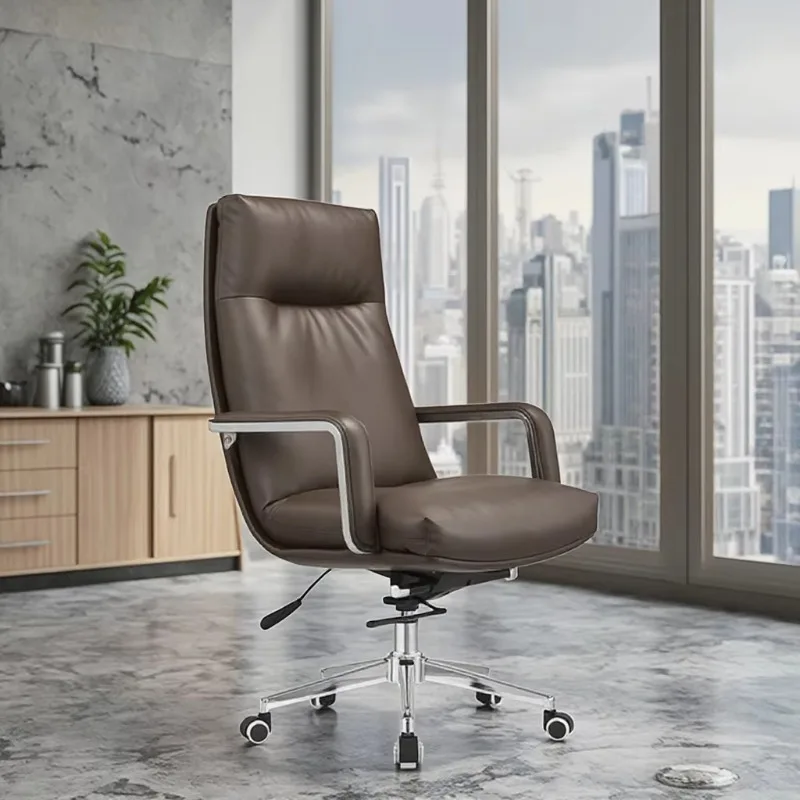 Fashion Wheels Brown Leather Chair for Manager Newest Products