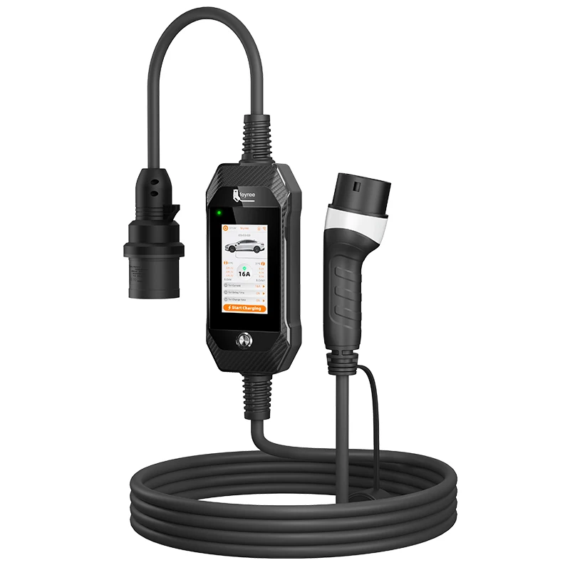 Feyree Typ2-Steckdose Design Smart WIFI APP-Steuerung AC-Ladegerät Tragbares 4,3-Zoll-Touchscreen EV-Ladegerät 11kW 16A 3P Schnellladung