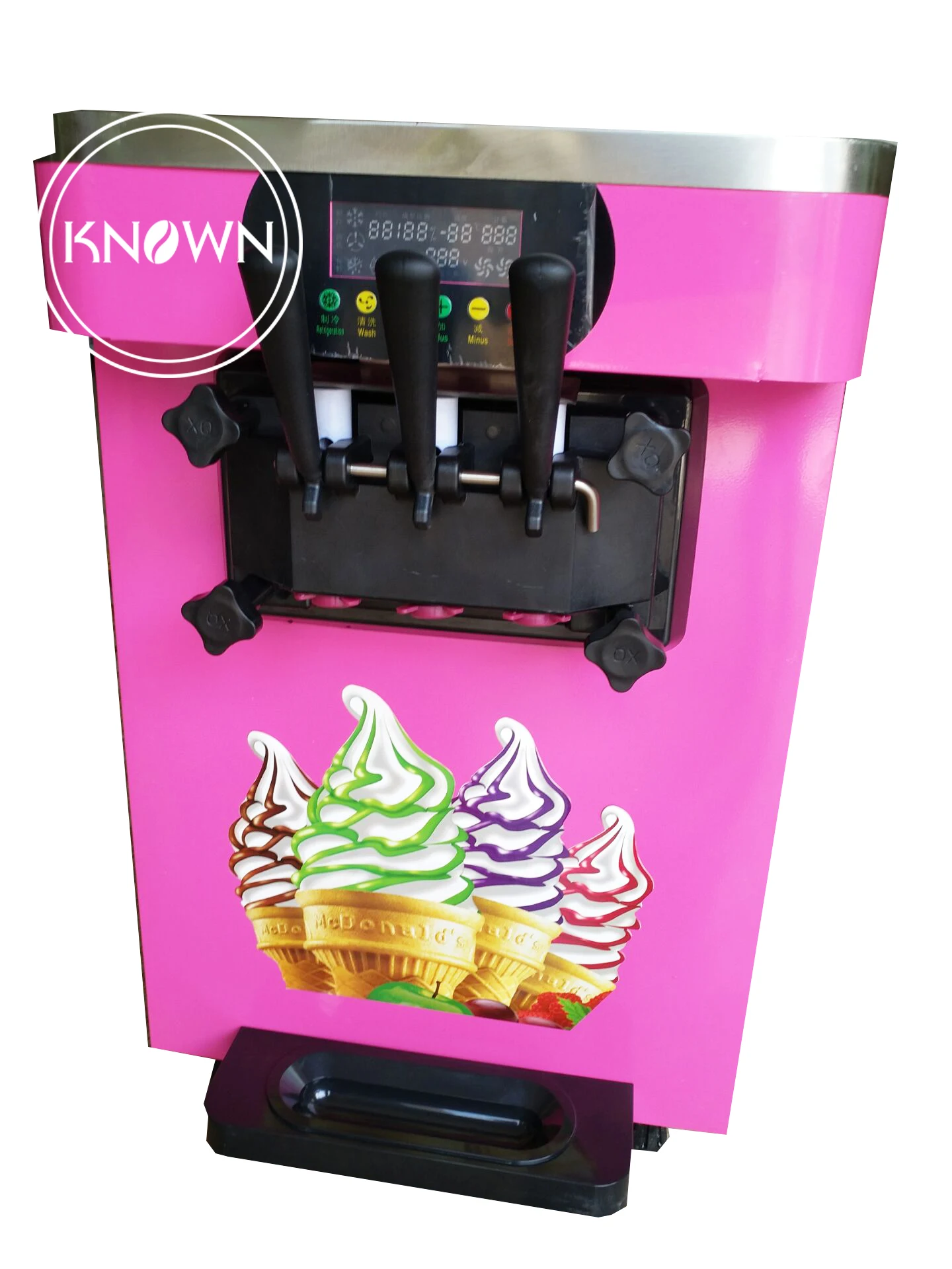 Machine à crème glacée pour magasin d'aliments froids, machine à glace, petite table, document rose, 18L, H