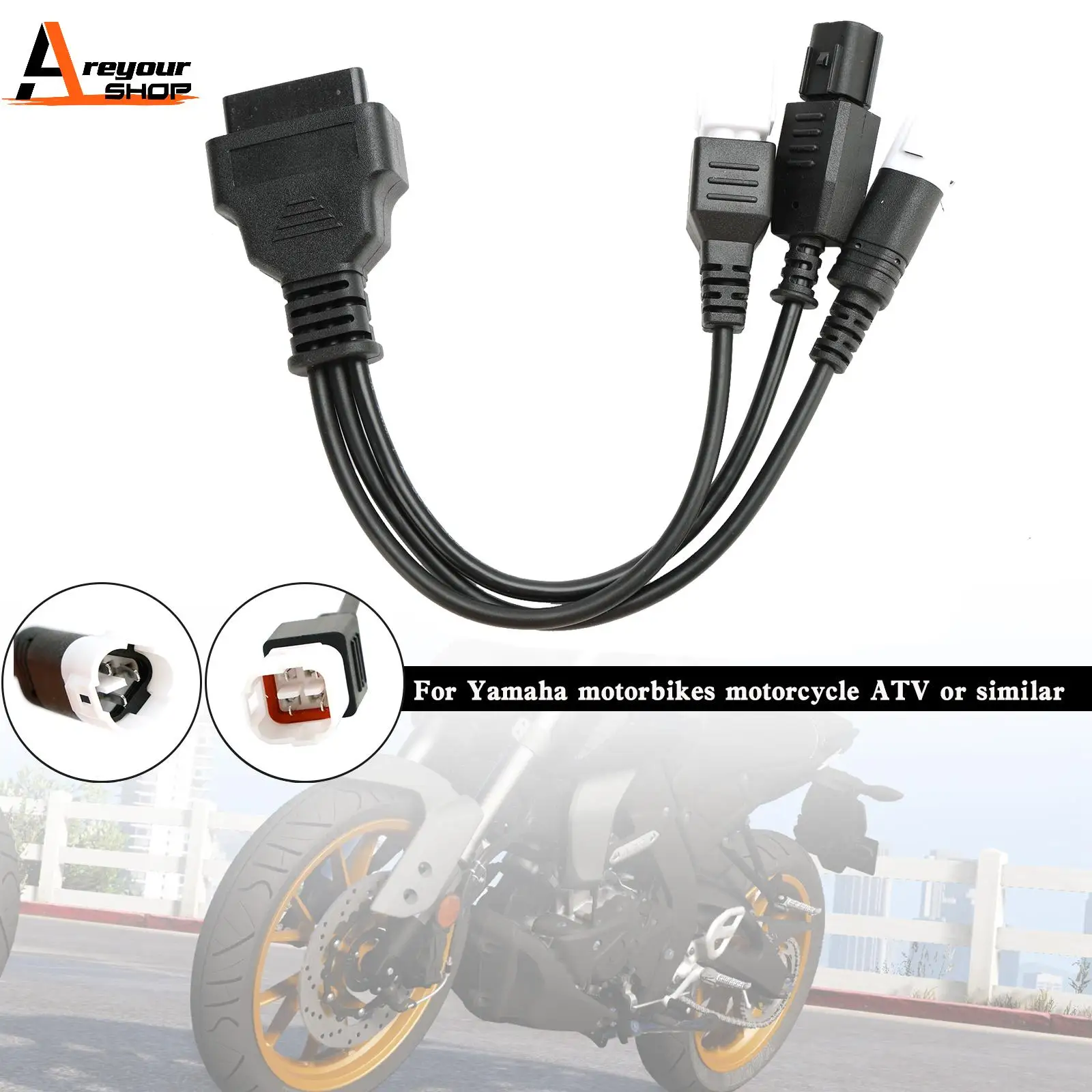 Areyourshop 3 pin 4 pin 2in1 OBD2 Diagnostic Adapter Connector For Yamaha Motorcycle Motorcycle Accessories