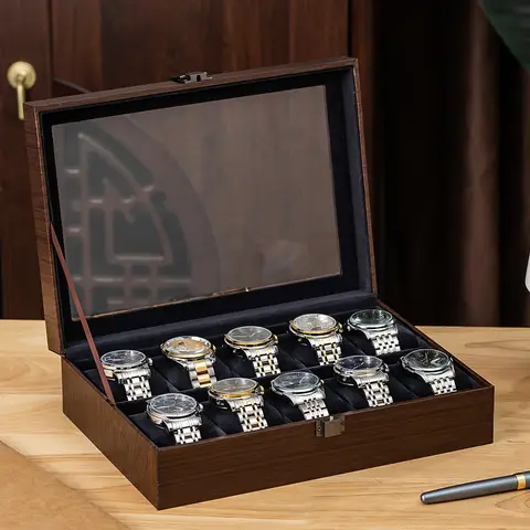 Förvaringslåda för klocka, valnötsträ, multifunktionell smyckeskrin för klocka, vertikal, anpassad förvaringslåda för solglasögon med stor kapacitet 12 best sales valnötslåda - №11