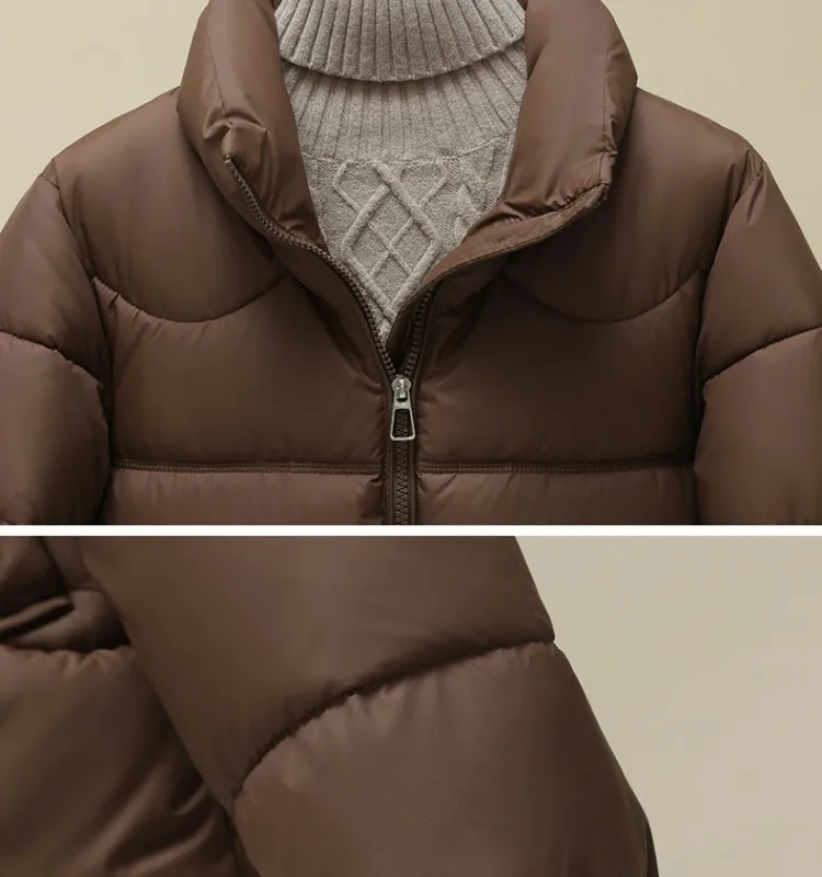 2027 Winter Parkas Women Down Cotton Jacket V-neck Large Fur Collar Belt Mid Length Cotton-padded Coat Female Outerwear Overcoat
