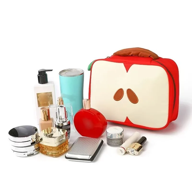 الكرتون أبل نمط حقيبة مستحضرات تجميل المرأة السفر كيس التخزين مستحضرات التجميل أدوات الزينة كيس التخزين حقيبة يد الإناث هدية الكريسماس #3