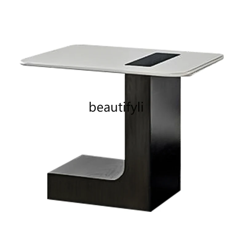 Simple and modern c-shaped sofa side table solid wood Italian minimalist designer creative light luxury high-end