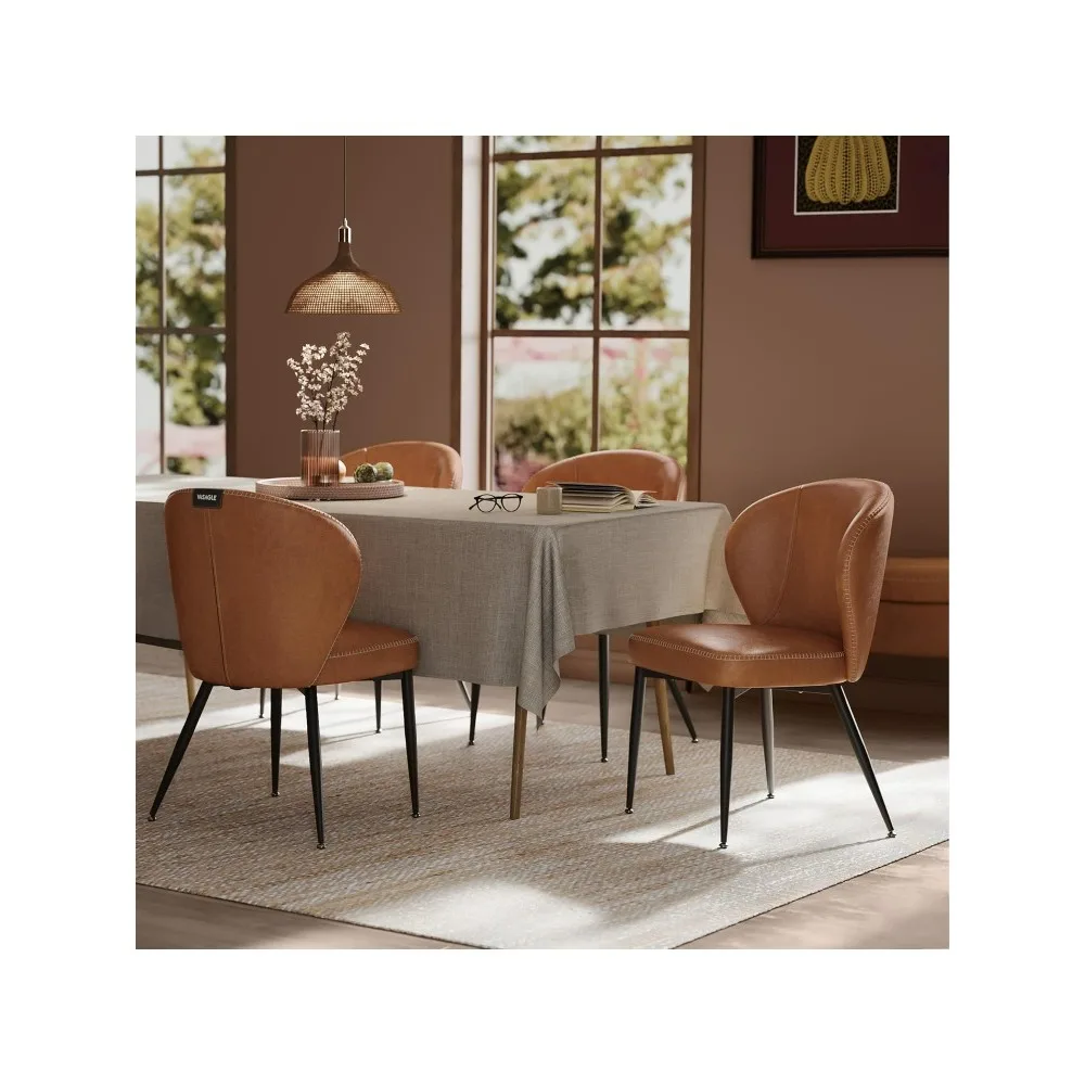 

EKHO Collection - Dining Chairs Set of 4, Upholstered Kitchen Chairs, Comfortable Seat, Synthetic Leather with Stitching,