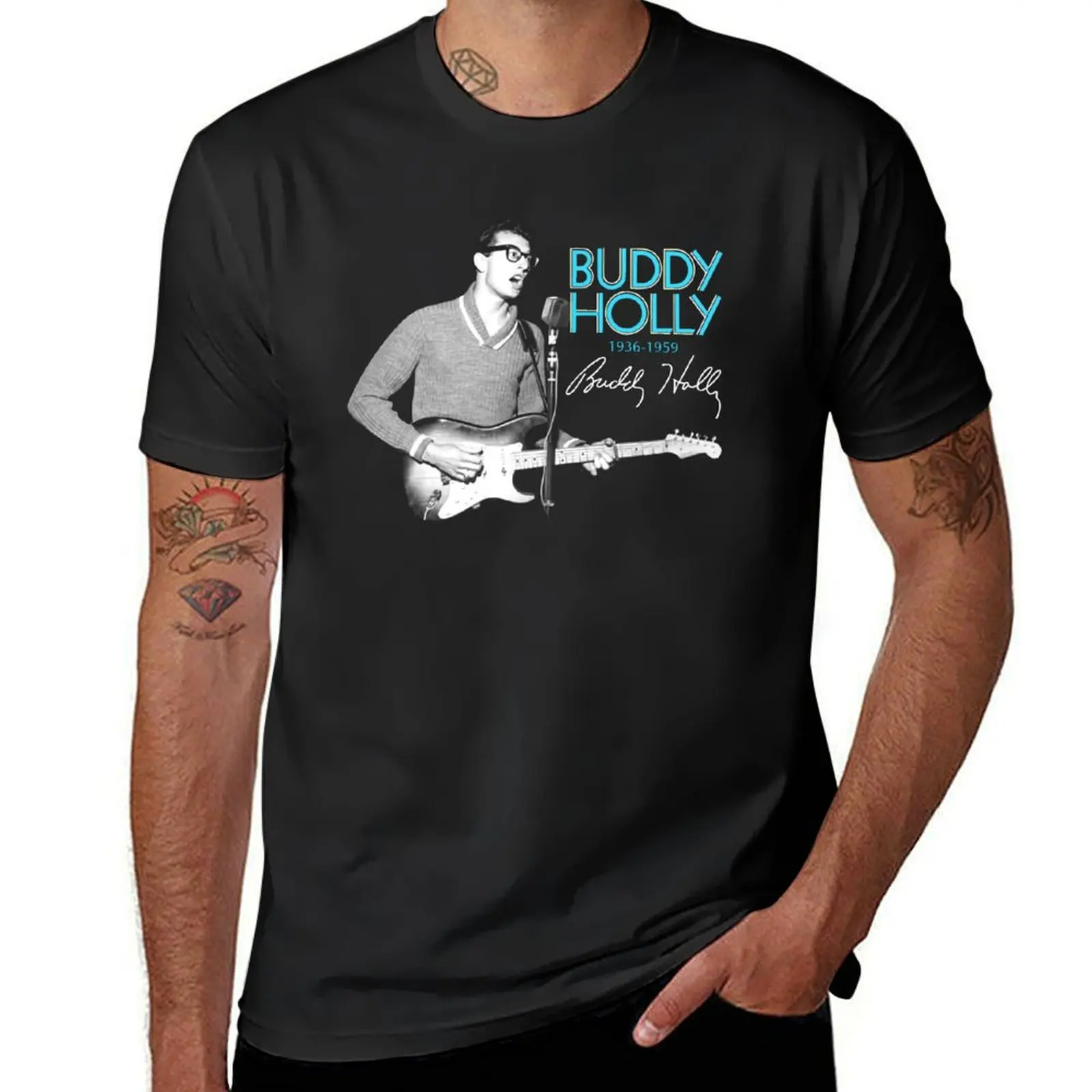 

Buddy Holly guita T-Shirt summer clothes graphics t shirts for men graphic