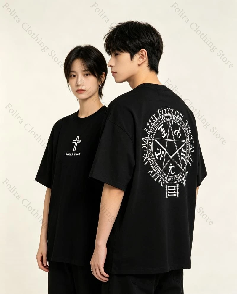 Anime Hellsing Series Print T-shirt Cotton Summer Tee Short Sleeve Tops Men's T-shirt Daily Summer Clothes T Shirt for Men Women view 4