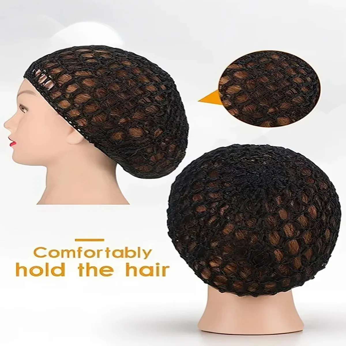 2/6 قطع قبعة شبكية شعر كروشيه مريحة مصنوعة يدويًا، قبعة مضفرة، قبعة نوم شبكية قابلة للتنفس، شبكة شعر مرنة للجنسين #2
