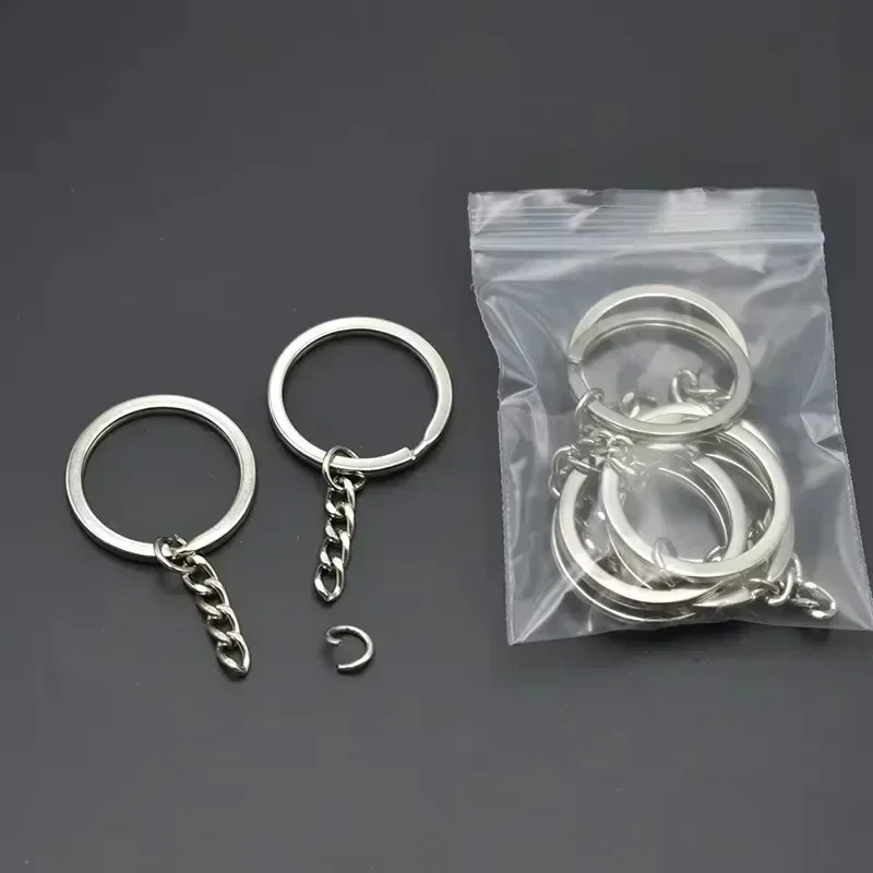50-1000pc Silver Plated Metal Blank Keyring Keychain Split Ring Keyfob Key Holder Rings DIY Findings Making Keychain Accessories