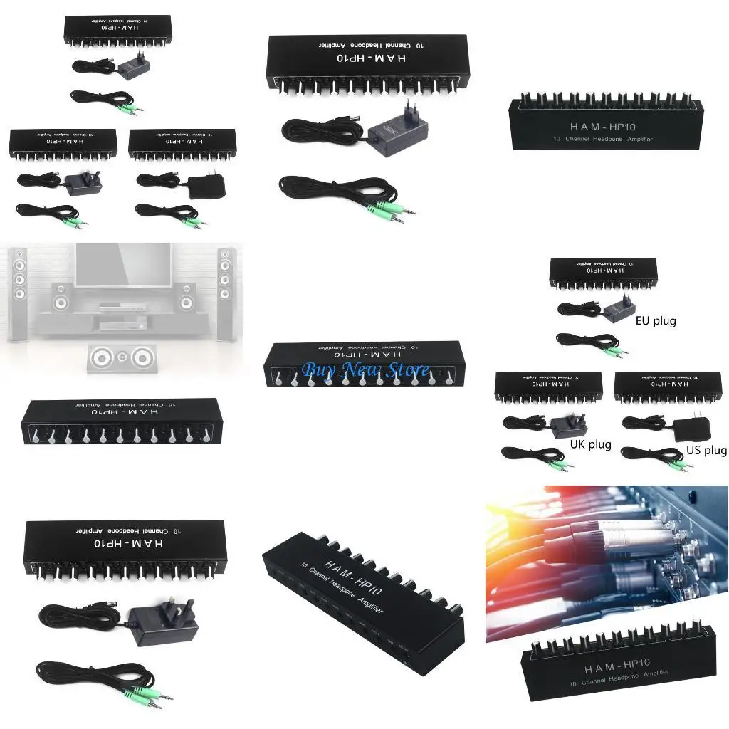 

20CE AHAM HP10 Auditory Distributor 10 Channels Headphone Amplifier,Robust Aluminum for Collaborative Listening Environments