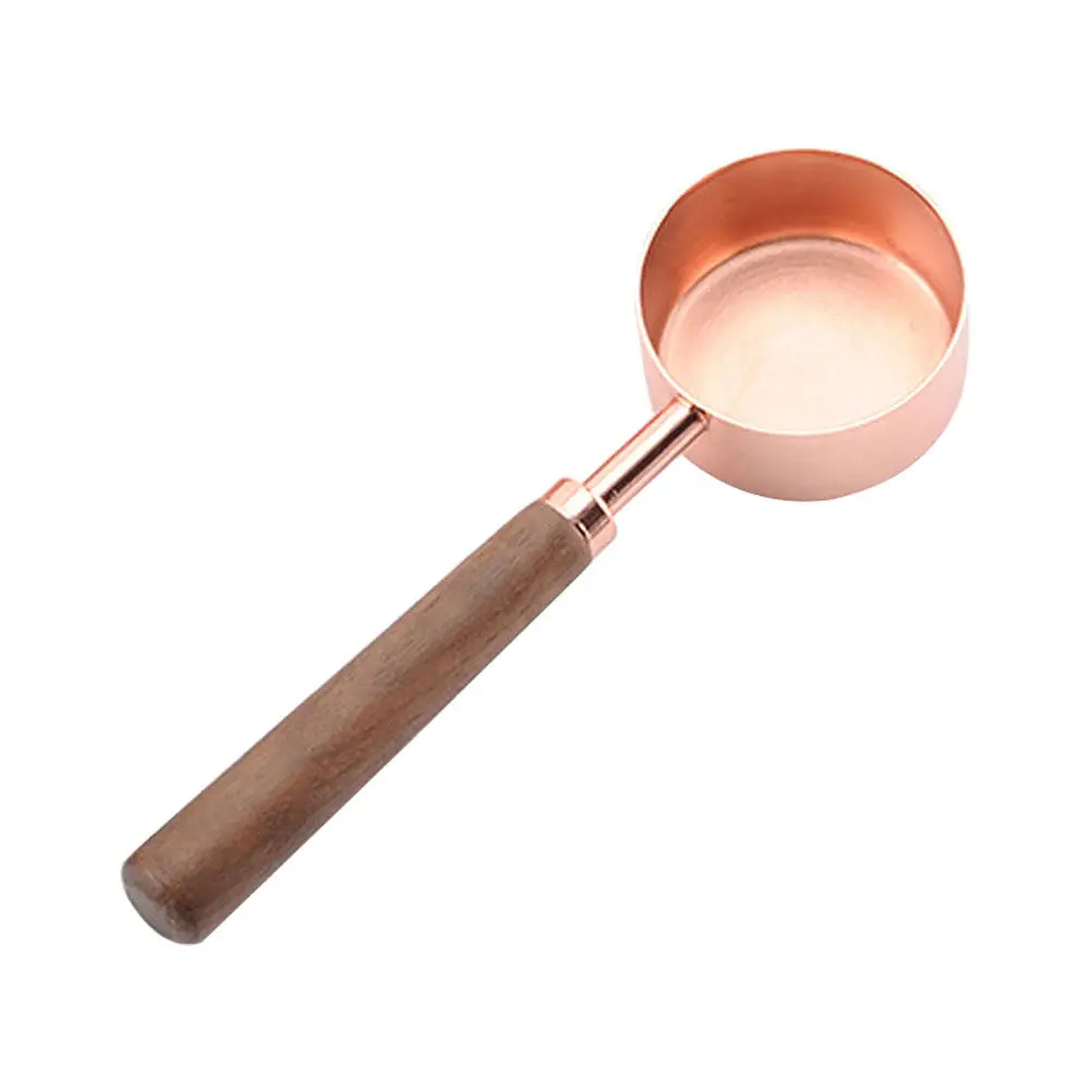 Stainless Steel Coffee Measuring Spoon Wood Handle Baking Spoon Kitchen Supplies Coffee Powder Milk Powder Sugar Measurement