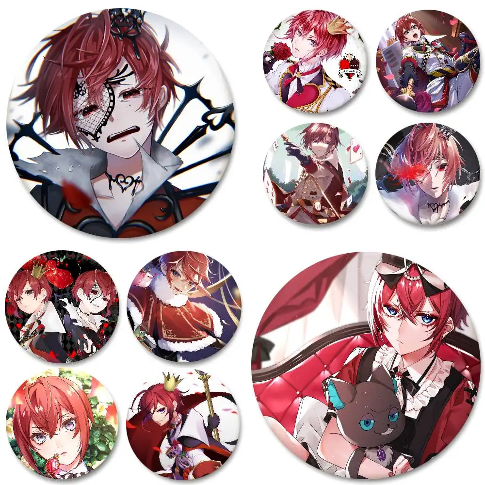 Anime Twisted Wonderland Riddle Rosehearts Abzeichen Runde Abzeichen Weißblech Münze Brosche Kleidung Rucksack Zubehör Anstecknadel