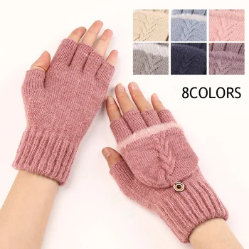 2024 neue gestrickte fingerlose Flip-Handschuhe Winter warme flexible Touchscreen-Handschuhe Männer Frauen Unisex freiliegende Fingerhandschuhe Handschuh
