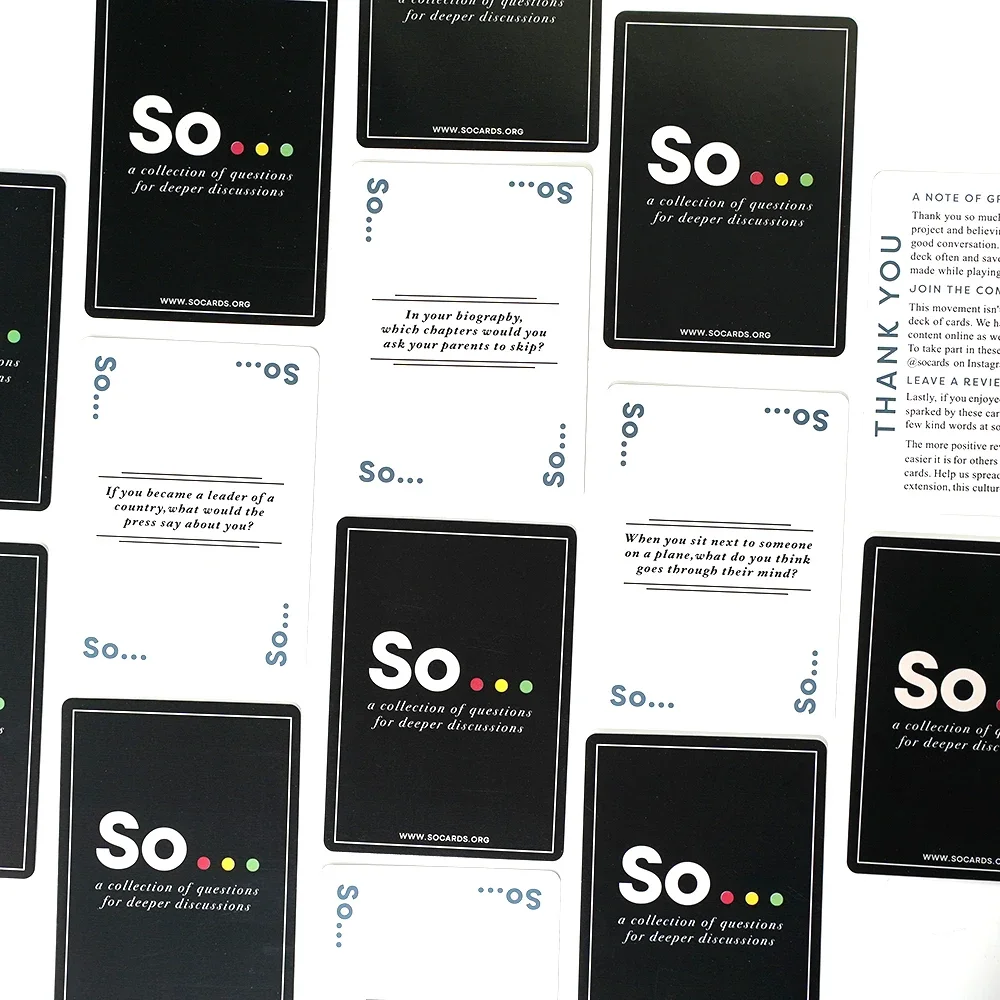 So Cards Conversation Starter - High Quality Special Style Questions Card Game for Adults & Families Party Leisure Board Game