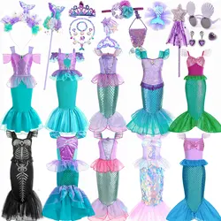 Ariel Little Mermaid Costume para meninas, vestido de Halloween para crianças, roupas de carnaval, vestido cosplay para crianças