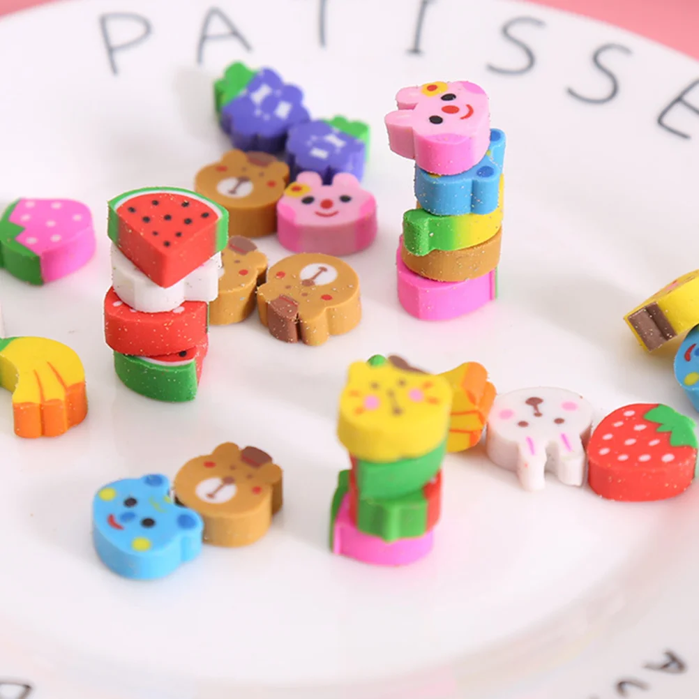 

60pcs Cartoon Erasers Cute Rubber For Kids Classroom Mini Erasers For Kids Bulk School Supplies Safe Materials Bright Colors