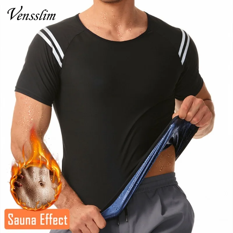 

Vensslim Men Slimming Sauna Jacket Hot Thermo Sweat Trimmer Compression Vest Short-sleeved Body Shaper Weight Loss Waist Trainer