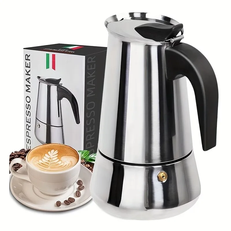 Stainless steel large capacity Moka pot  espresso Moka pot drip coffee maker   suitable for brewing Italian style coffee and Cub