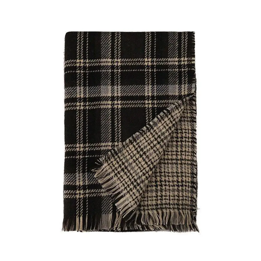 

Shawl Warm Ins Style Cold-proof Plaid Double-Sided Women Scarf Wrap Christmas Muffler Neckerchief